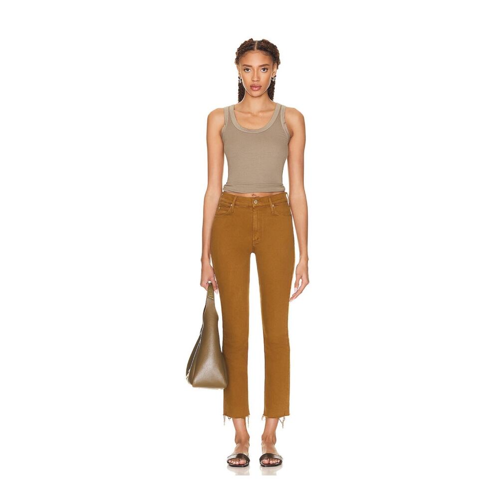 Mother The Mid Rise Dazzler Ankle Fray Jean in Play Date Brown Sz.29